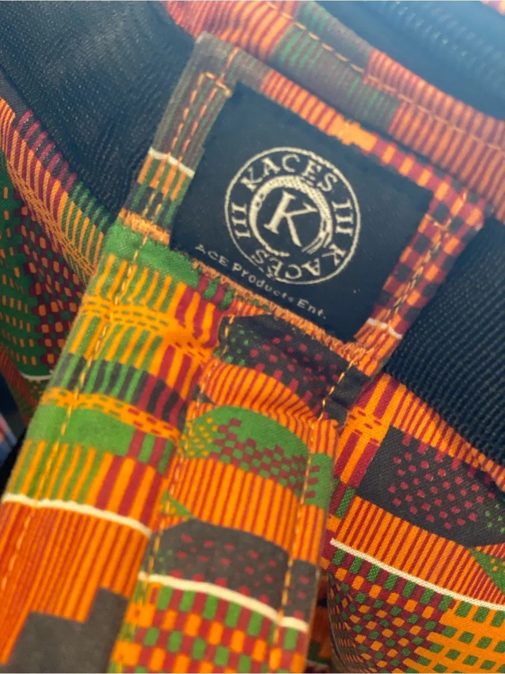 Like New! Kaces III African Drum Print Orange Green Patterned Backpack